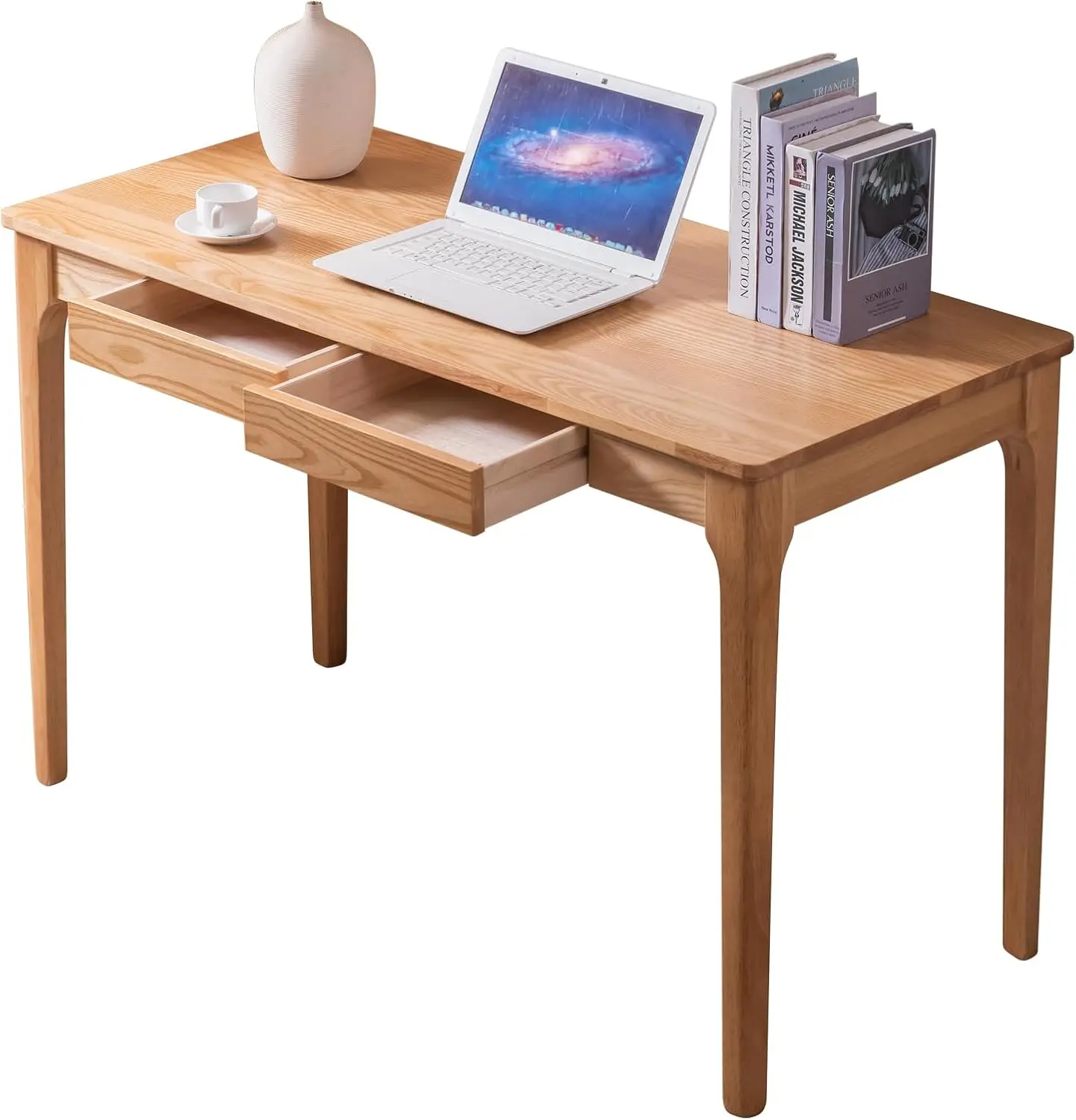 Desk Drawer Small - โต๊ะทำงานไม้เนื้อแข็งพร้อมลิ้นชัก, โต๊ะทำงานสำหรับพื้นที่ขนาดเล็ก, โต๊ะทำงานสำหรับเล่นเกมและอ่านหนังสือ, โต๊ะคอมพิวเตอร์สำหรับนักเรียนในห้องนอน, ประกอบง่าย