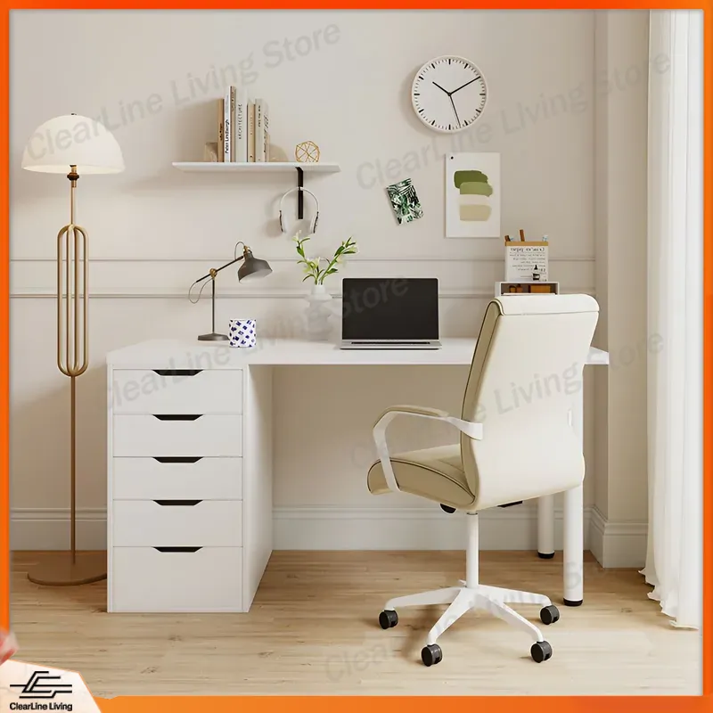 Desk Drawer Small - โต๊ะเครื่องแป้งแบบมินิมอลพร้อมลิ้นชักเก็บของ โต๊ะยาวสองชั้นสำหรับนักเรียน โต๊ะเครื่องแป้งขนาดกะทัดรัดสำหรับห้องนอนขนาดเล็ก
