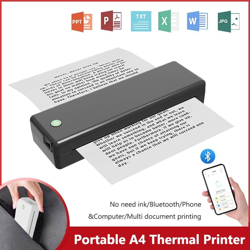 Home Office Questions - แบบพกพา A4 เครื่องพิมพ์ความร้อน Bluetooth Photo PDF