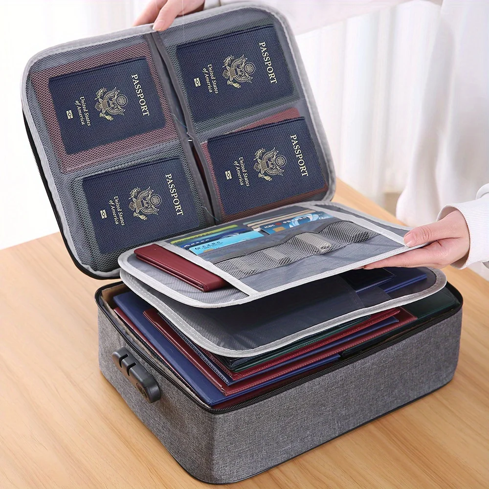 Home Office Travel Document - แฟ้มOrganizerกระเป๋าเอกสารHome Office Travel Safe BagMulti-Layerแบบพกพาสําหรับหนังสือเดินทางสําคัญใบรับรองทางกฎหมาย