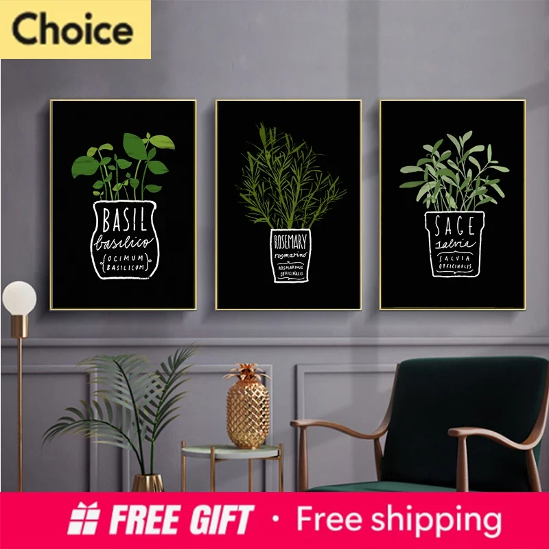 Home Office Depot - ภาพวาดบนผืนผ้าใบ กระถางต้นไม้สีเขียว โปสเตอร์และภาพพิมพ์ ห้องครัว สำนักงาน ศิลปะติดผนังสไตล์นอร์ดิกมินิมอล