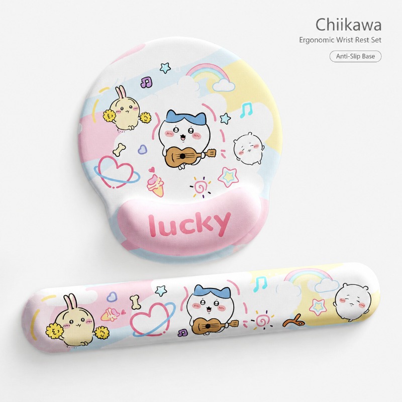 Wrist Rest Pad - แผ่นรองเมาส์น่ารักลายชิคคาวะ พร้อมที่รองข้อมือแบบนุ่มกันลื่น สำหรับคีย์บอร์ด แล็ปท็อป คอมพิวเตอร์ ทำงาน