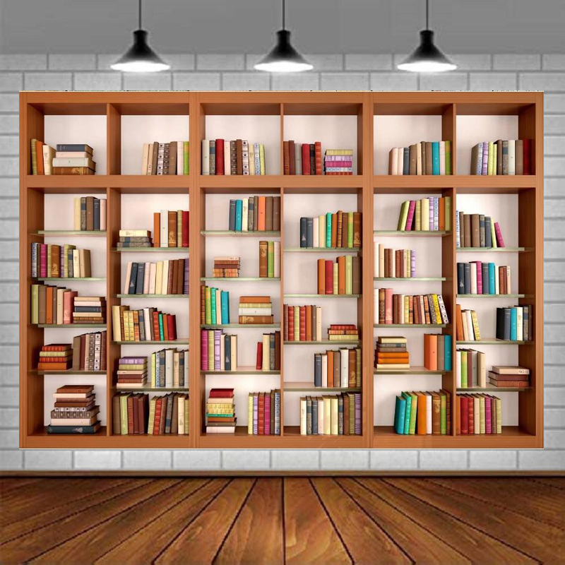 Home Office Zoom Background Free - ฉากหลังถ่ายภาพชั้นวางหนังสือไม้สมัยใหม่ สำหรับถ่ายภาพหนังสือ ฉากหลังการประชุมทางวิดีโอ การประชุมทางไกล ฉากหลังสำนักงานที่บ้าน