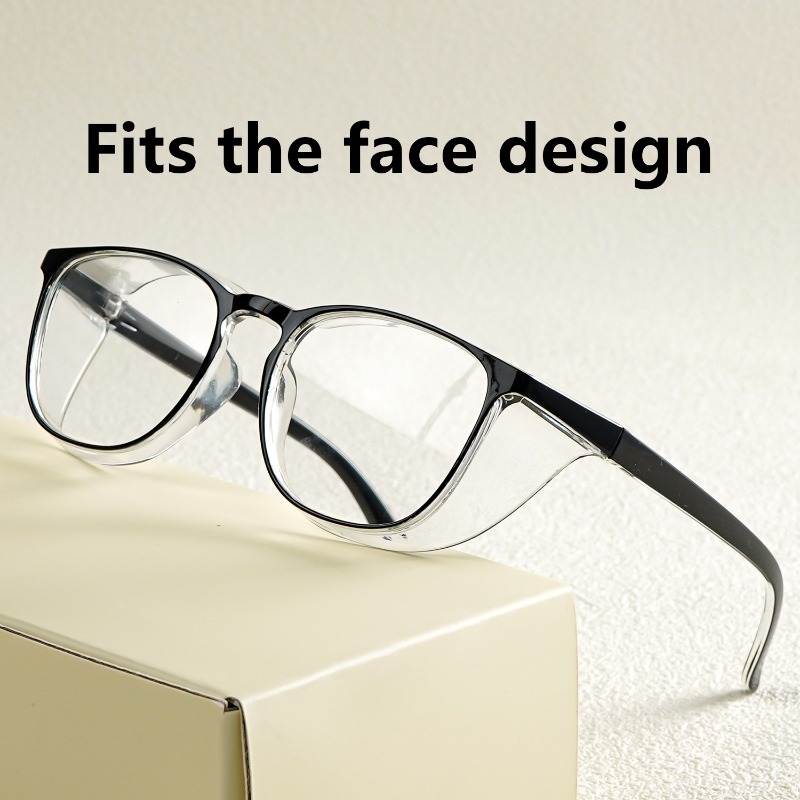 Blue Light Glasses - แว่นตานิรภัยป้องกันละอองเกสร แว่นตาป้องกันฝุ่นละอองทรงสี่เหลี่ยม แว่นตาป้องกันแสงสีฟ้าพร้อมแผ่นป้องกันด้านข้างสำหรับชีวิตประจำวันในโรงเรียน