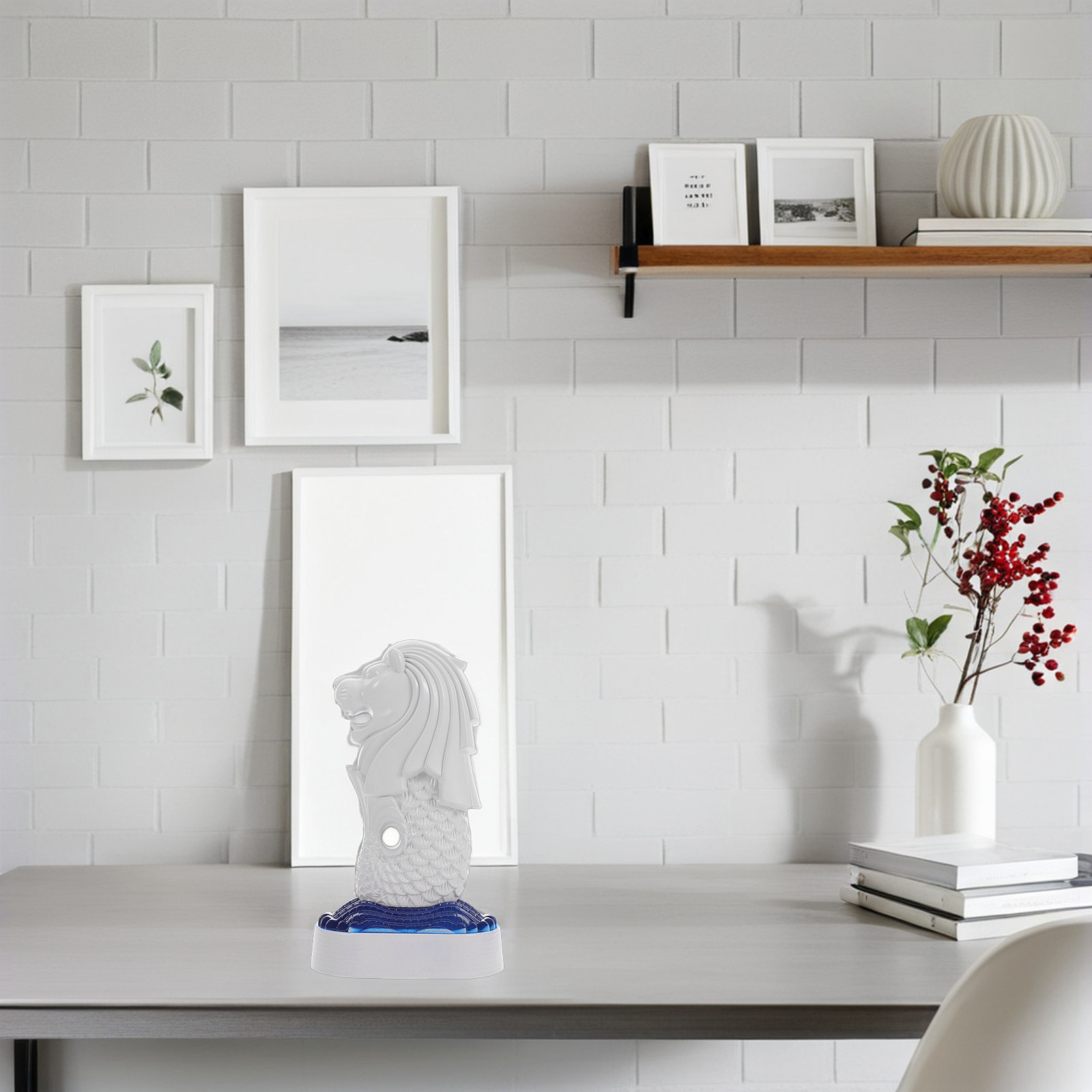 Home Office Singapore - รูปปั้นเมอร์ไลออนสิงคโปร์สำหรับตั้งโต๊ะ ของตกแต่งสถาปัตยกรรมสร้างสรรค์ สำหรับสำนักงาน บ้าน ตู้ไวน์ ชั้นวางหนังสือ