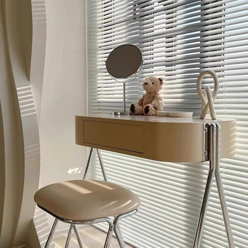 Desk Drawer Small - โต๊ะเครื่องแป้งสไตล์นอร์ดิกหรูหราเล็กๆ สำหรับห้องนอนสาวๆ โต๊ะแต่งหน้าแบบอินเทรนด์ พร้อมลิ้นชักเก็บของข้างเตียง