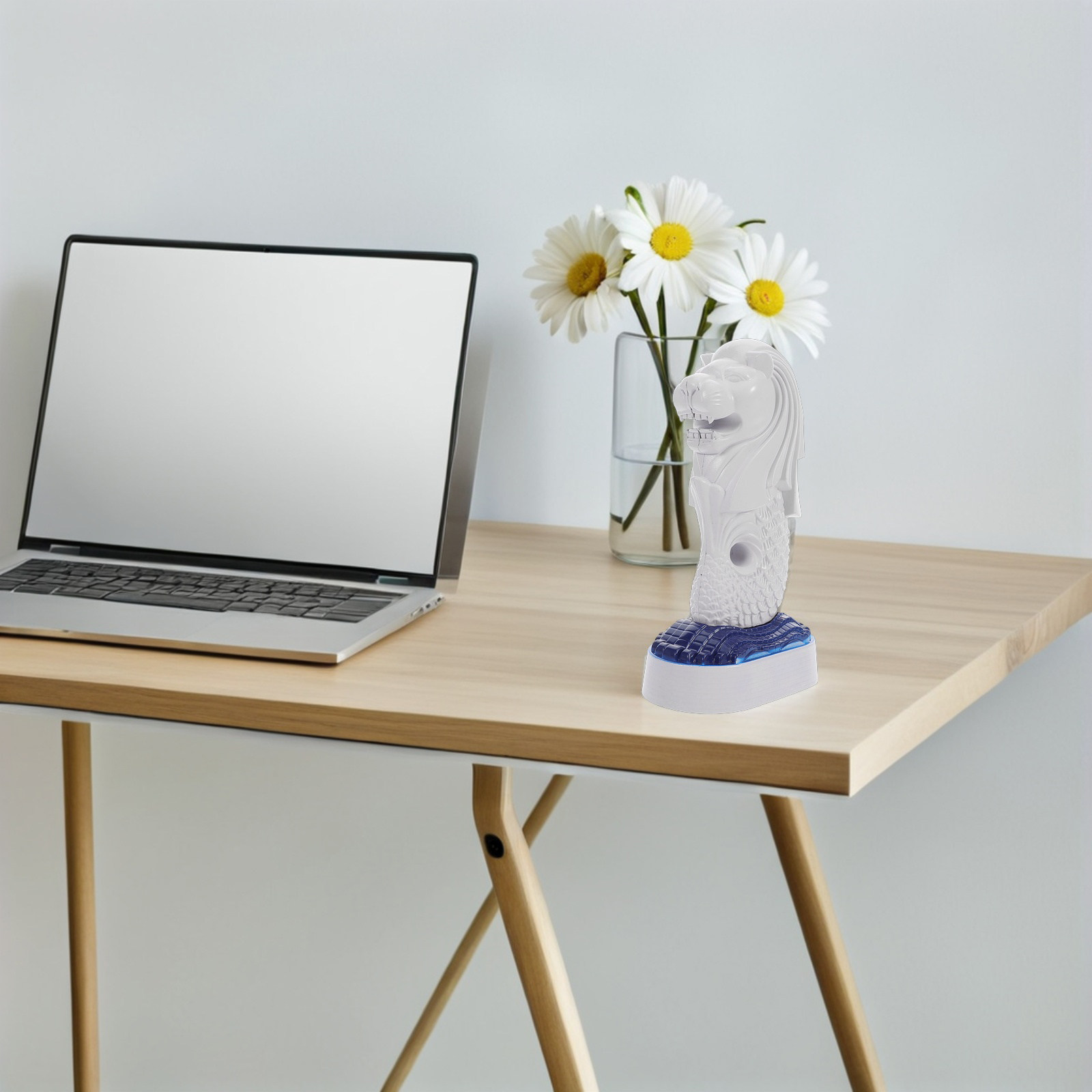 Home Office Singapore - รูปปั้นสิงโตเมอร์ไลออนที่ได้รับแรงบันดาลใจจากสัญลักษณ์ของสิงคโปร์ ของตกแต่งบนโต๊ะที่มีศิลปะสำหรับห้องนั่งเล่น สำนักงาน ชั้นวางของ ของขวัญที่ไม่เหมือนใคร
