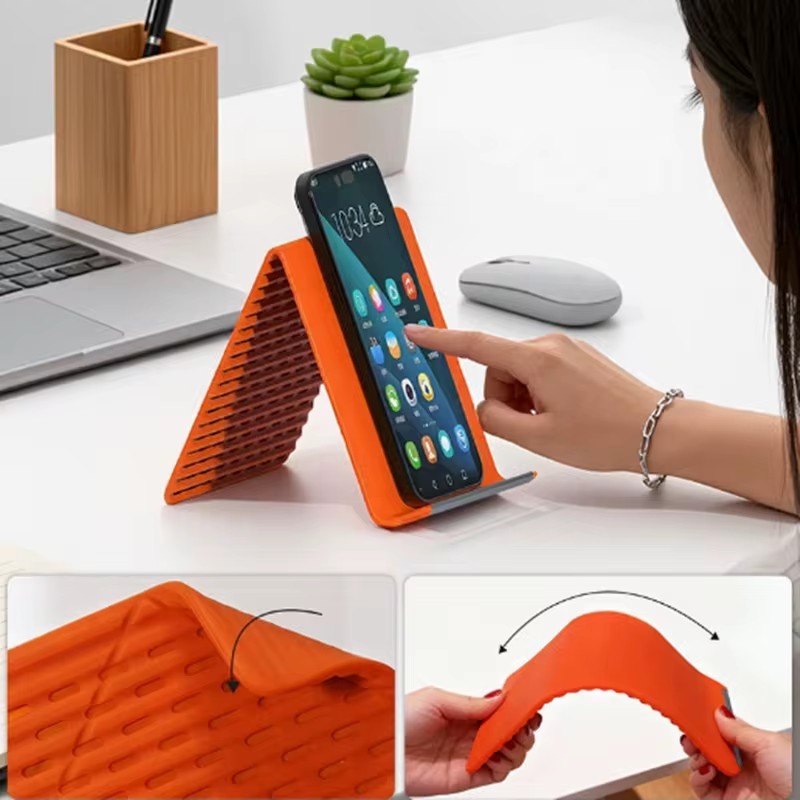 Home Office Setup - ที่วางโทรศัพท์ซิลิโคนแบบพับได้แบบพกพาปรับได้หลายมุมขาตั้งตั้งโต๊ะสำหรับแล็ปท็อปแท็บเล็ตโฮมออฟฟิศ