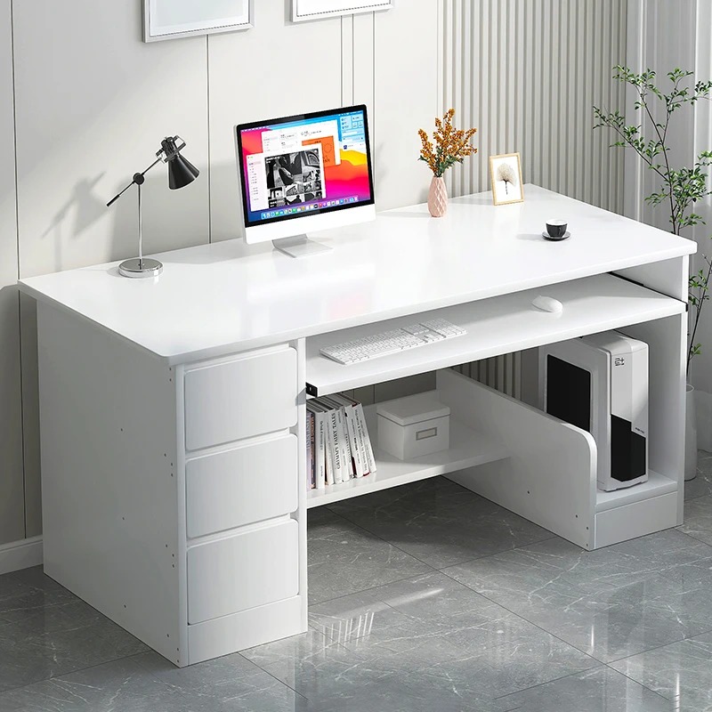 Desk Drawer Small - โต๊ะคอมพิวเตอร์ MDF ขนาดเล็ก พร้อมลิ้นชักวางคีย์บอร์ด โต๊ะทำงานสำนักงานทันสมัย โต๊ะเขียนหนังสือ