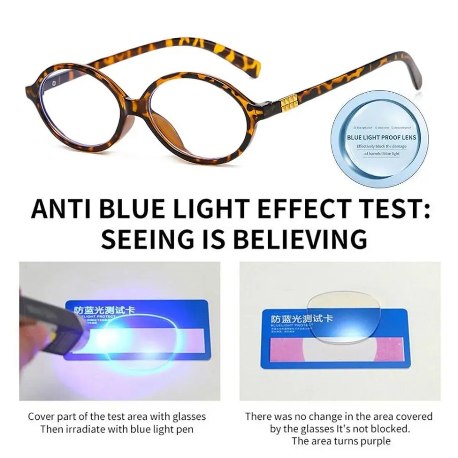 แว่นตาทรงวงรีสไตล์เรโทร Y2K สำ - Blue Light Glasses บทวิจารณ์และราคา