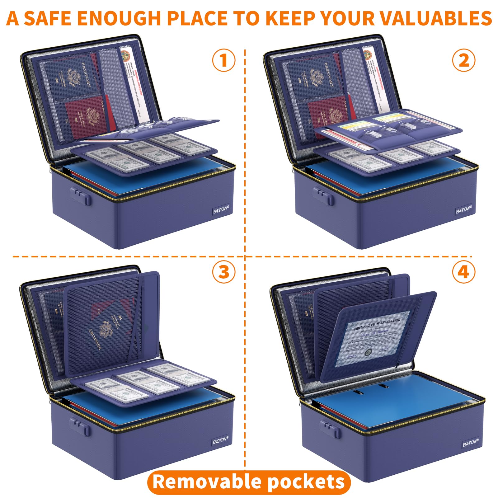 กล่องเก็บเอกสารกันไฟสำหรับเปิด - Home Office Travel Document บทวิจารณ์และราคา