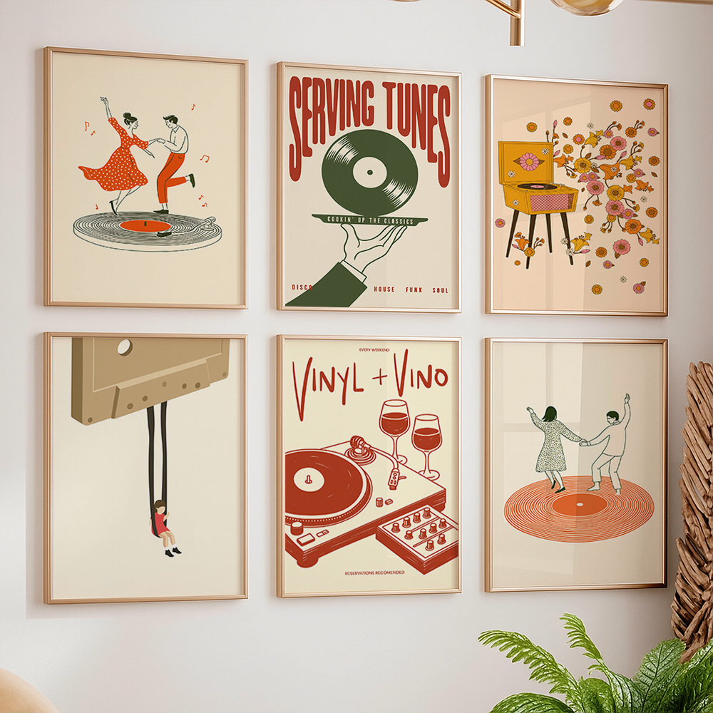 โปสเตอร์ผ้าใบลายดนตรีวินเทจ 1  - Home Office Or บทวิจารณ์และราคา