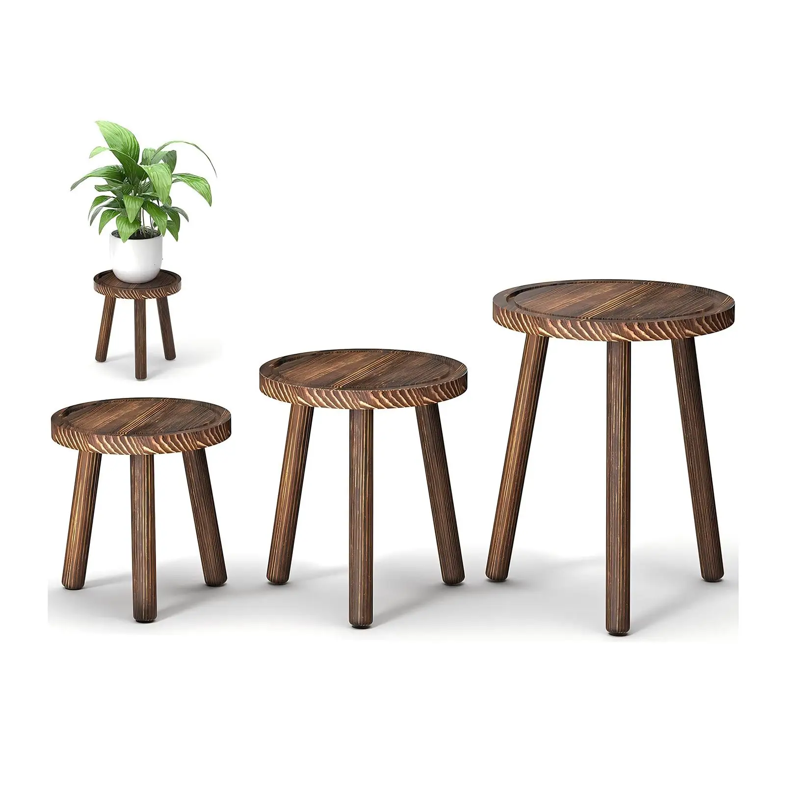 ชุดชั้นวางต้นไม้ไม้ 3 ชิ้น สำห - Home Office With Plants บทวิจารณ์และราคา