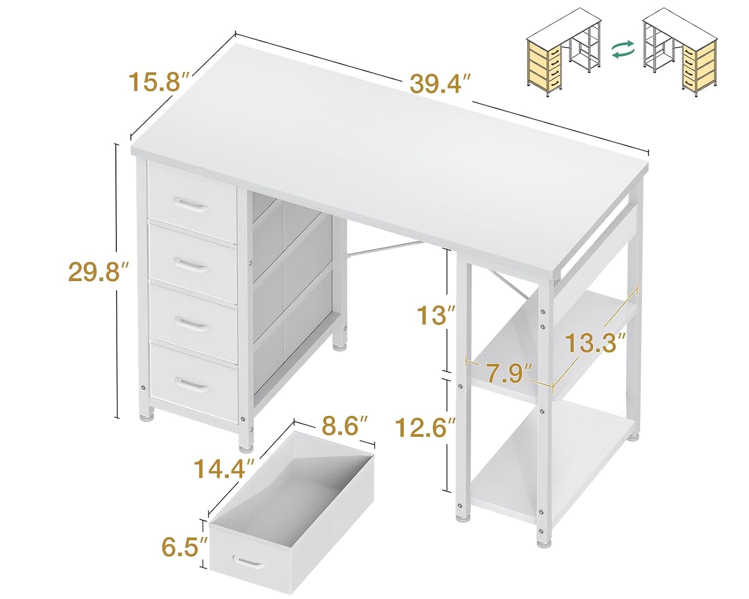 โต๊ะคอมพิวเตอร์สีขาวขนาดเล็กพร - Desk Drawer Small บทวิจารณ์และราคา