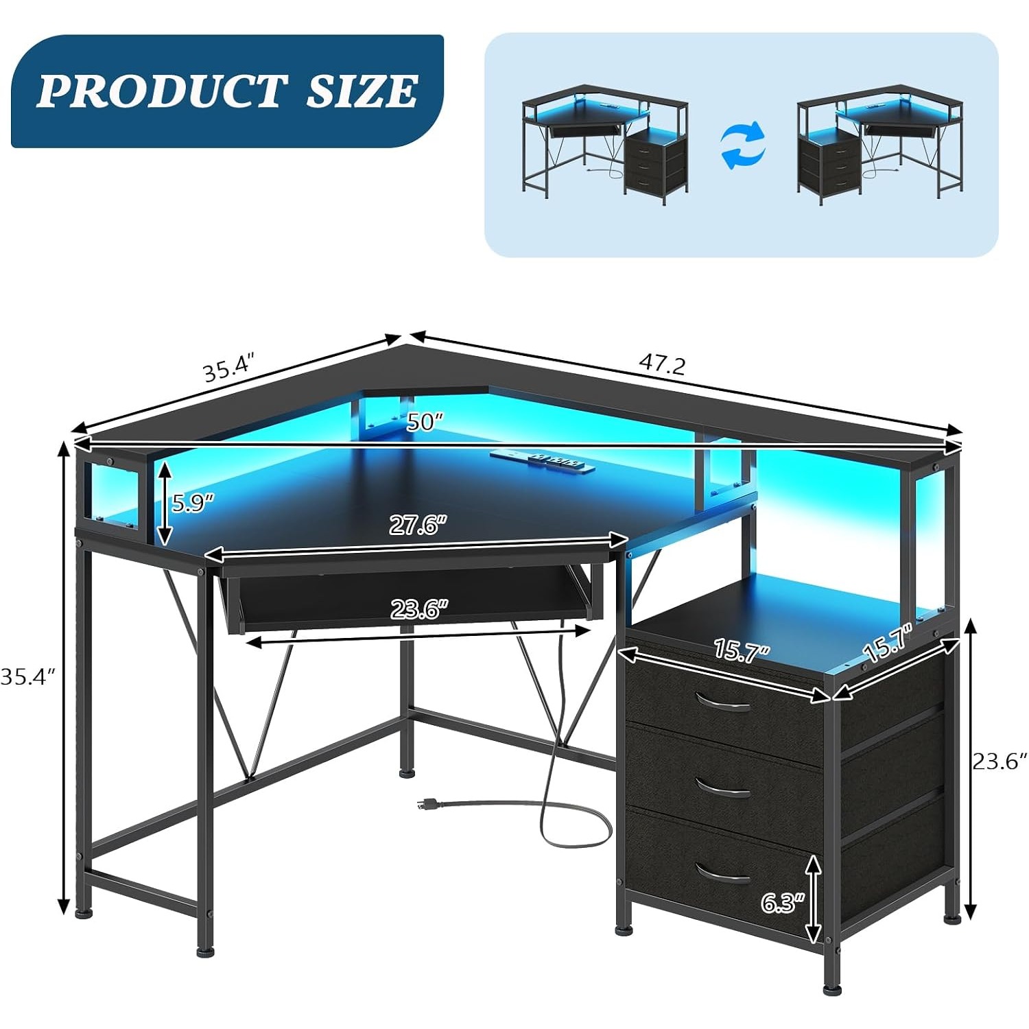 โต๊ะเข้ามุมขนาด 47 นิ้ว พร้อมล - Desk Drawer Small บทวิจารณ์และราคา